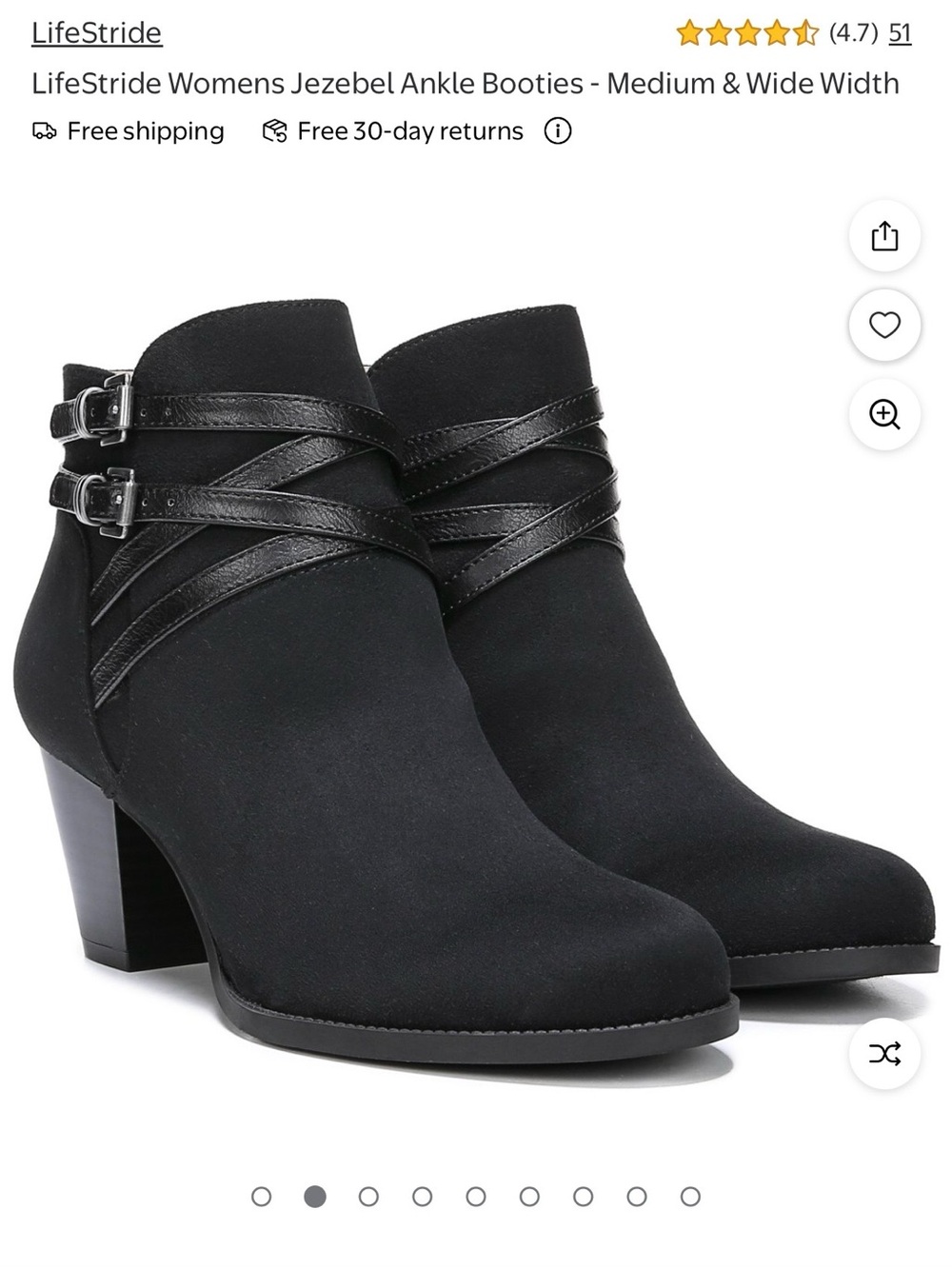 LifeStride Black Jezebel Strappy Ankle Booties WORN ONCE *Comfort Memory Foam